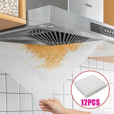 12Pcs Universal Cooker Hood Grease Filter Paper Disposable Kitchen Extractor Fan