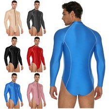 Men Unitard Stretchy Jumpsuit Yoga Bodysuit One-Piece Leotard Tights Romper
