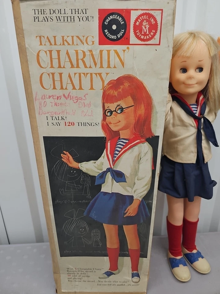 Muñeca parlante Charmin Chartty 1962 Mattel con caja y discos de colección Foto 2 de 4