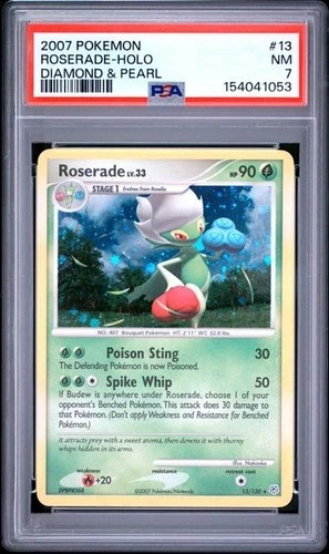 PSA 7 2007 POKEMON DIAMOND & PEARL 13 ROSERADE-HOLO