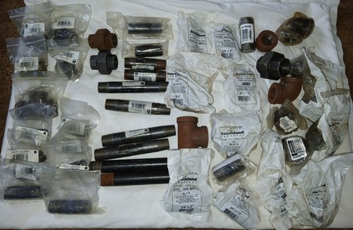 Lot of 46 Assorted Black Iron Pipe Fittings