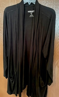 Torrid Super Soft Knit Black Open Front Cardigan Sweater Plus Size 3 Pockets
