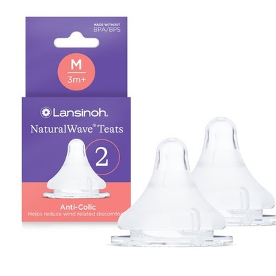 Lansinoh NaturalWave Fast Flow Teats (Pack of 2) Baby Bottle Teat