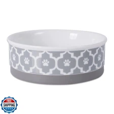 Bone Dry Lattice Collection Pet Bowl and Canister, Single Dish, Medium 6x2", 