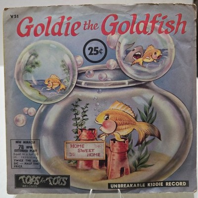 Joan Harris   Goldie the Goldfish 7'' Record 1950s Tops for Tots Children's 78