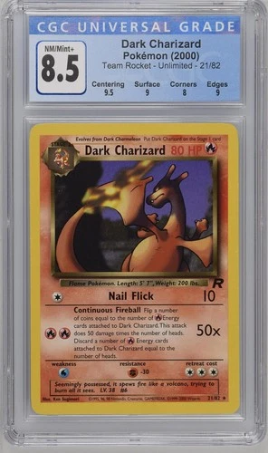 Dark Charizard Team Rocket Non Holo 21/82 CGC 8.5 NOT PSA