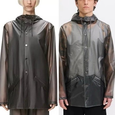  NEW NWOT Rains Water Resistant Rain Jacket in Gray Mist | Unisex Size L.
