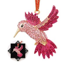 Hummingbird Christmas Ornaments - Pink Hummingbird with Rhinestones Ornaments...