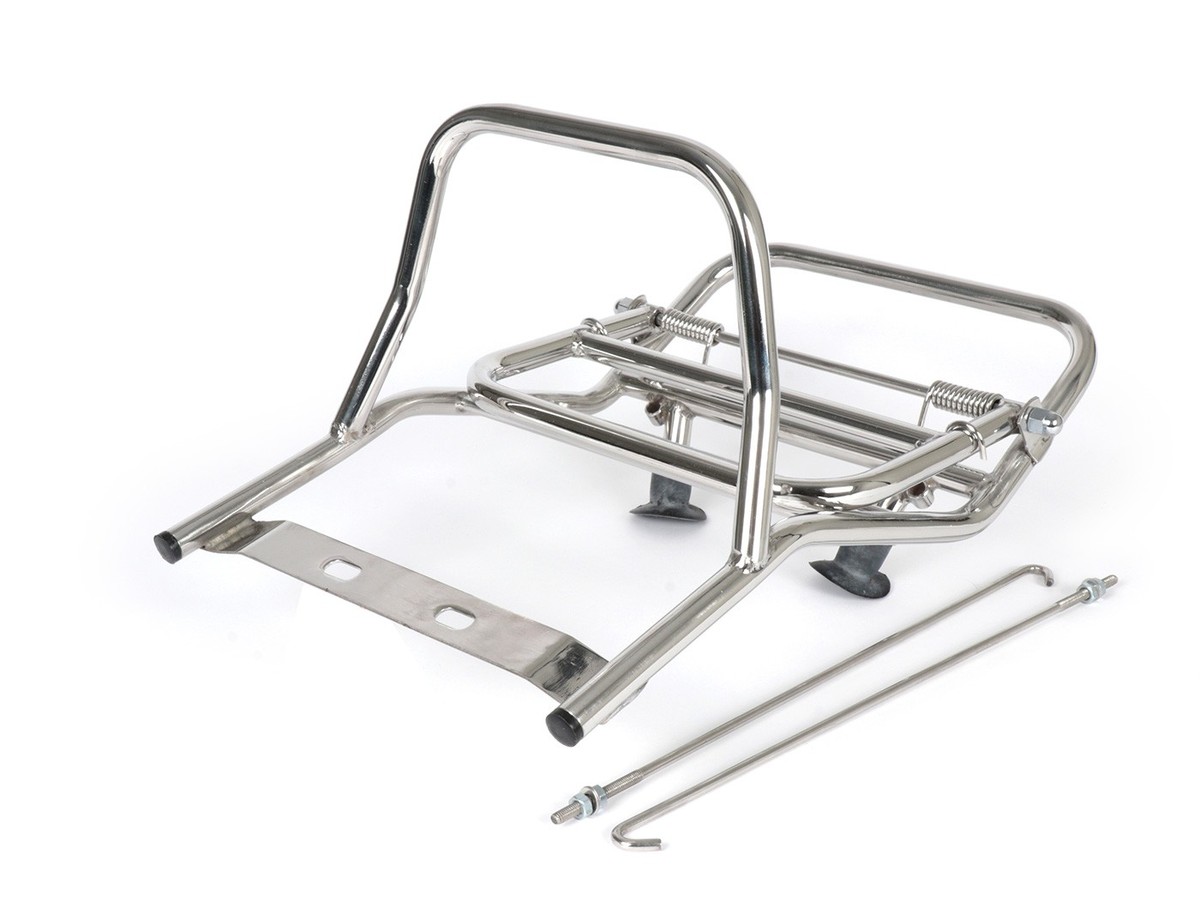 Vespa Madrid Rack, Rear Fold Down Carrier in Chrome for VBB