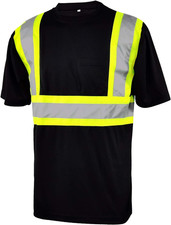Hi Vis Class 3 T Shirt Reflective Safety Black Short Long Sleeve HIGH Visibility