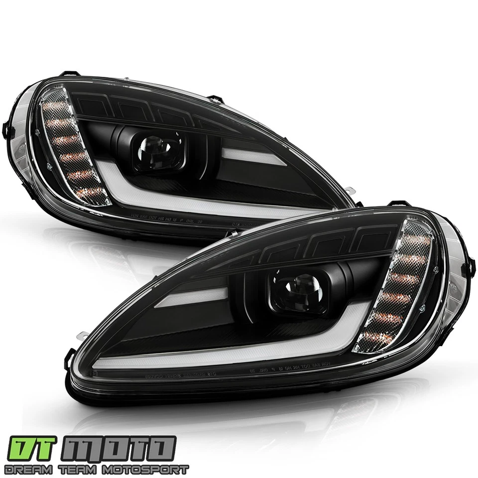 2005-2013 Chevy Corvette C6 Black Switchback Sequential LED Projector Headlights - Imagem 2 de 4