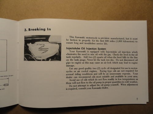 1970 Kawasaki 500 Mach III H1 Rider's Handbook Owner's Manual Owners Parts Shop - 第 4/6 張圖片