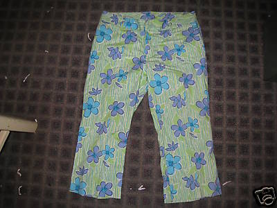 Lilly Pulitzer wild cartoon flower go to hell pants blue lime green purple 6