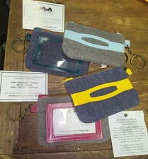 L@@k THE VILLAGE EXPERIENCE Denim Coin Purse has Keychain ID Window Lot Of (4)