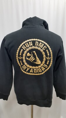 Adidas Hoodie Men's Small Black Run DMC Embroidered Logo