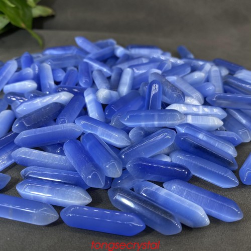 50pcs wholesale Blue cat's eye Obelisk Quartz Crystal Wand double point