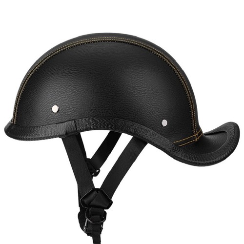 Retro Motorcycle Half Helmet Leather Helmet Scooter Cruiser Street Bike Helmet - Picture 9 of 24