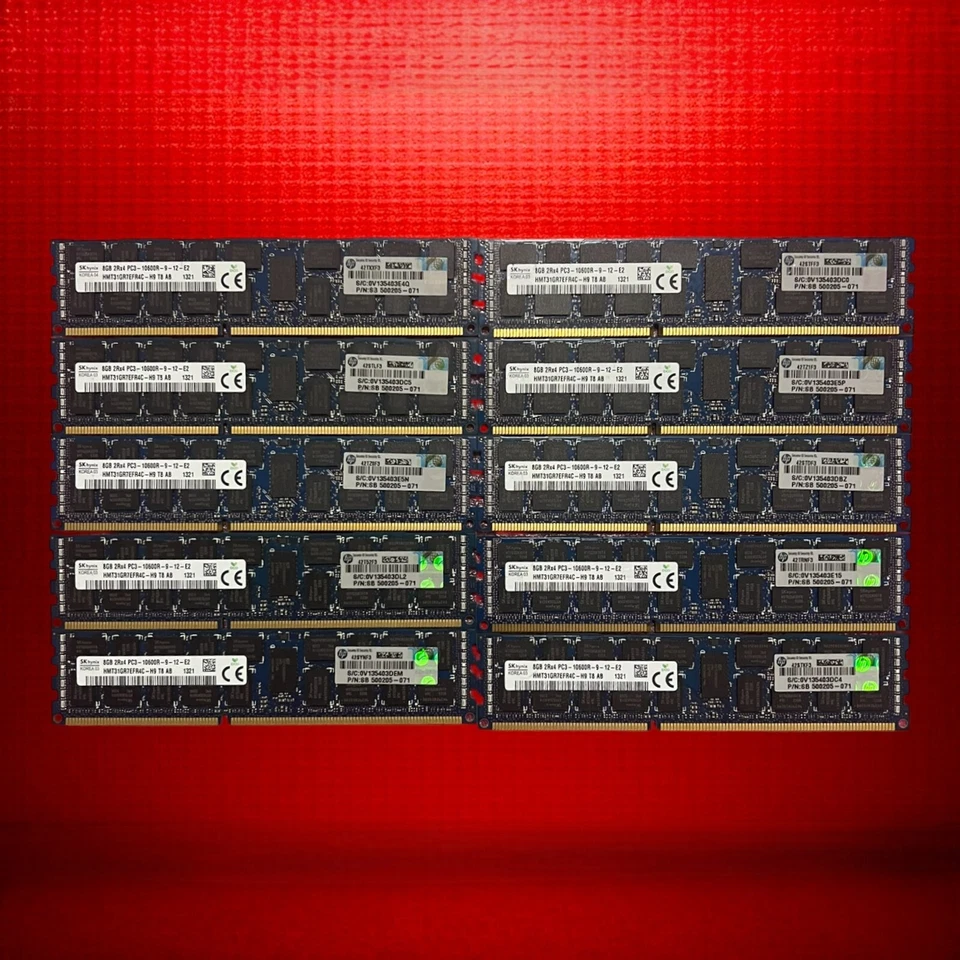Paquete SK Hynix 8 GB DDR3-1333 ECC Reg Server RAM (10x) PC3-10600R 80 GB Foto 2 de 4
