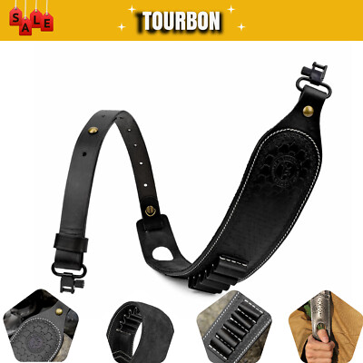 TOURBON Leder Gewehrriemen Munitionshalter Fingerauflage Gurt+Halterung Wirbel