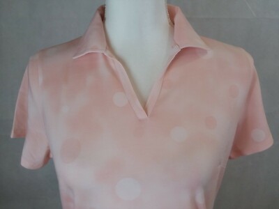 New Puma UPF 50+ golf polo Womens small pink dot nwt