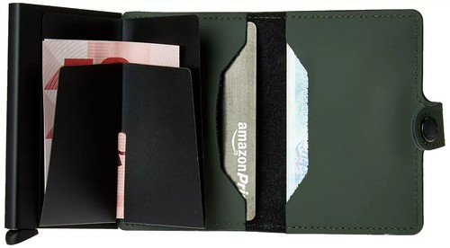 SECRID - Herren Mini Matte Leder Geldbörse mit RFID Kartenschutz GRÜN-SCHWARZ - Bild 5 von 5