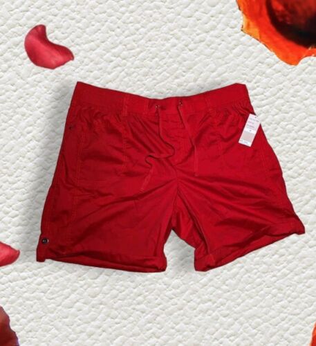 STAR STYLE $54 PLUS Size 3X Red Shorts COMFORT WAIST Drawstring Roll Cuff NWT