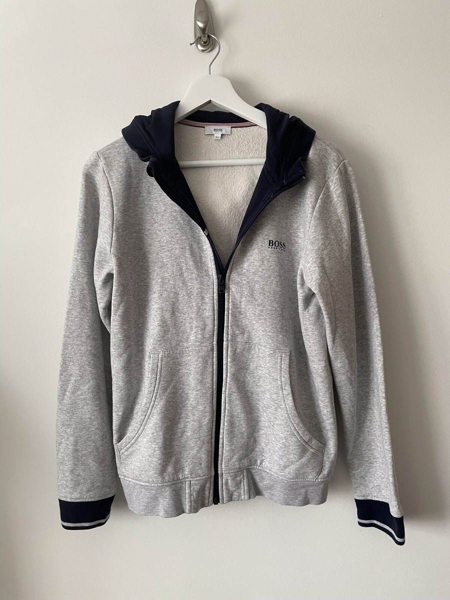 Boys Hugo Boss Grey Full Zip Hoody Age 14-S VGC UK