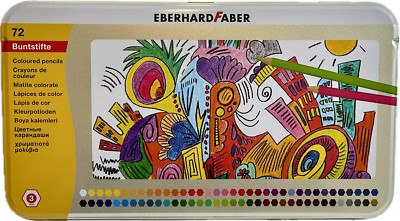 EBERHARD FABER Farbstifte 72 Farben im Metall-Etui Buntstifte Hexagonal +Spitzer