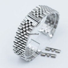 Curved Stainless Steel Link Clasp Buckle Watch Band Strap Replacement Bracelet