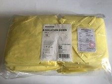 10 Count McKesson Yellow Isolation Gowns AAMI Level I GSM 30 Size Large Exp 2023