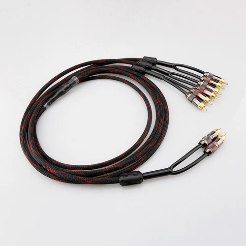 HiFi 4Cores 4N OFC Copper Audio Interconnect Cable 2 RCA To 6 RCA Male Connector - Picture 5 of 6