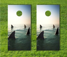 Sharks Water Jaws Great White Cornhole Board Game Decal Wraps Bag Laminated US