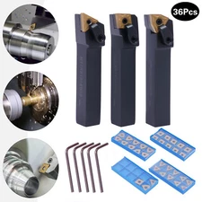 36Pcs Indexable Carbide Turning Tool Set with Holders and Inserts