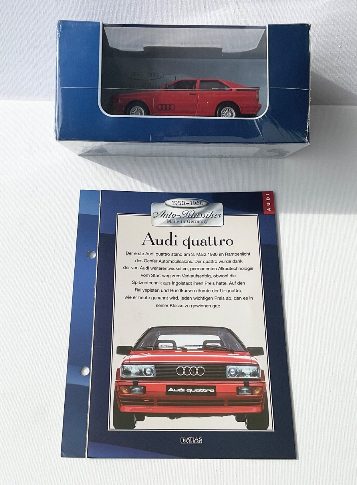 Atlas Auto-Klassiker 1:43 ,,Audi Quattro,, rot ,,Neu in OVP mit Heft,,