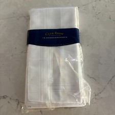 Club Room Men's Handkerchief White Stripe Full Size Soft  Absorbent - 8 Pack