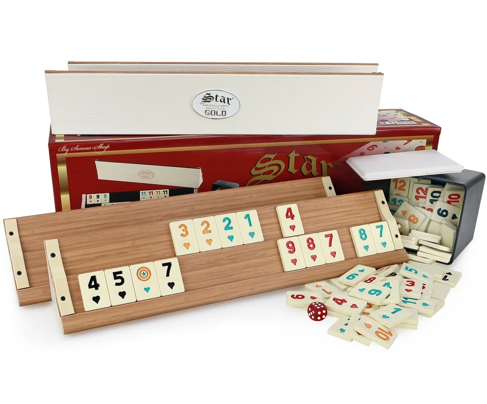 Original STAR Gold Rummy / Okey aus Holz-Plastik mit Melamin Spielsteine / Hell
