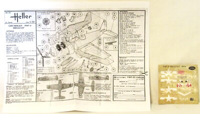 Heller #416 Grumman F6F-5 Hellcat 1:72 Scale Decals & Instructions - New