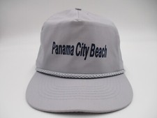 Vintage Panama City Beach Rope Hat Cap Gray Adjustable Snap Back