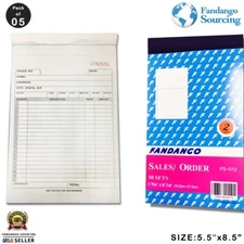 Sales Order Book Receipt Book 50 Duplicate Forms Carbonless, 5.5x8.5 PACK OF 5 