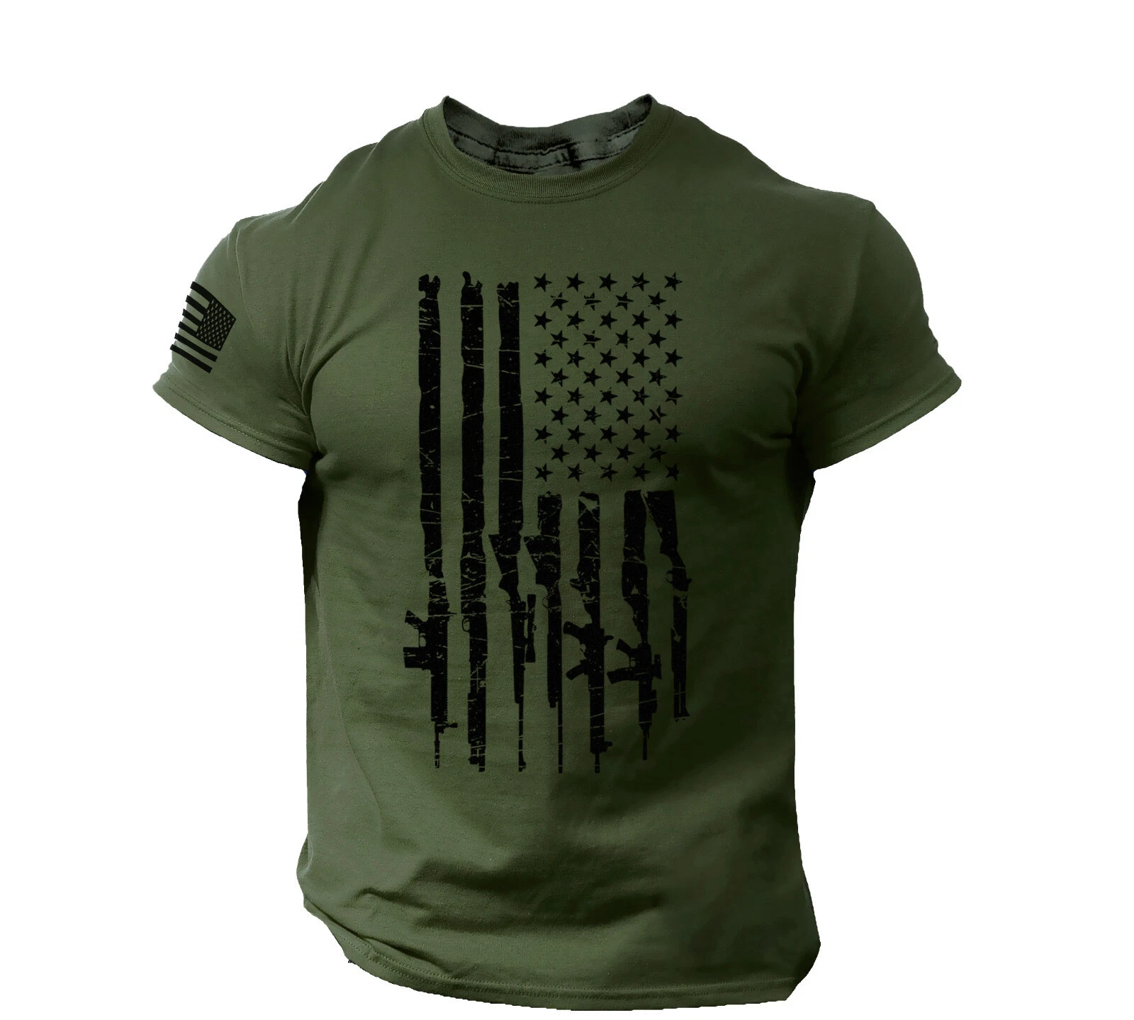 USA Flag Guns T-Shirt - American Freedom Rifles Tee