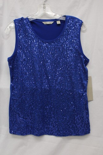 NWT LAURA ASHLEY Sapphire Charm Blue Sequin Tank Top Womens Size S-B76 |  eBay