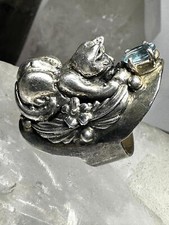 Cat Ring Carol Felley band Size  5 Sterling Silver