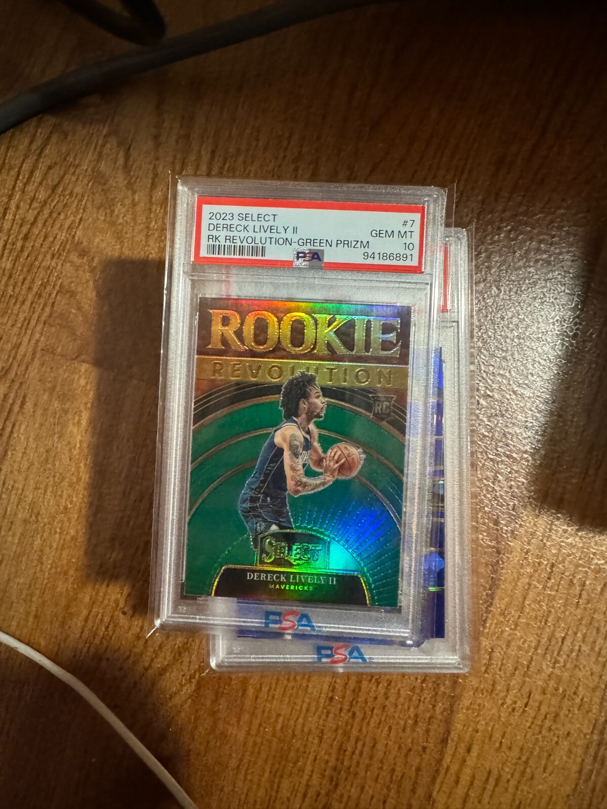 2023 Panini Select Dereck Lively II Rookie Revolution Green Prizm RC PSA 10
