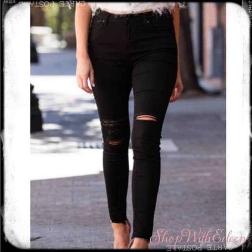 Black Distressed Jeggings Jeans | eBay