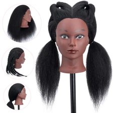 100%Human Hair Mannequin Head Braiding Styling Training Hairdresser Manikin Doll