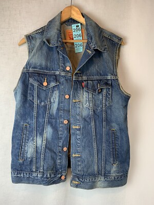 Men's Vintage Levi Strauss CO WPL423 Distressed Blue Jean Vest
