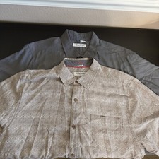 (2) Tommy Bahama Camp Shirt Men XL Gray Silk Coconut Pointe Short Sleeve Button