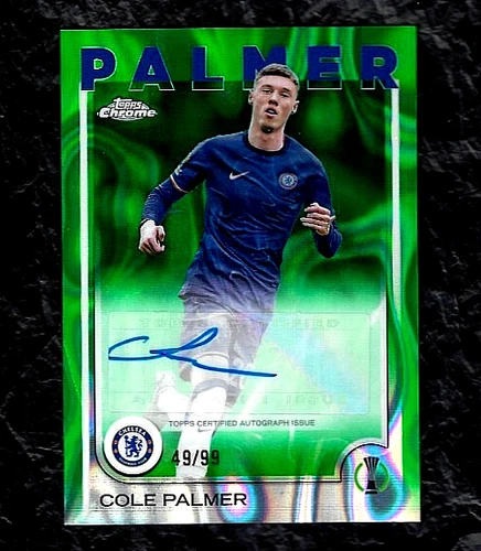 2024-25 TOPPS CHROME UEFA CLUB COLE PALMER GREEN LAVA AUTO REFRACTOR /99 MINT