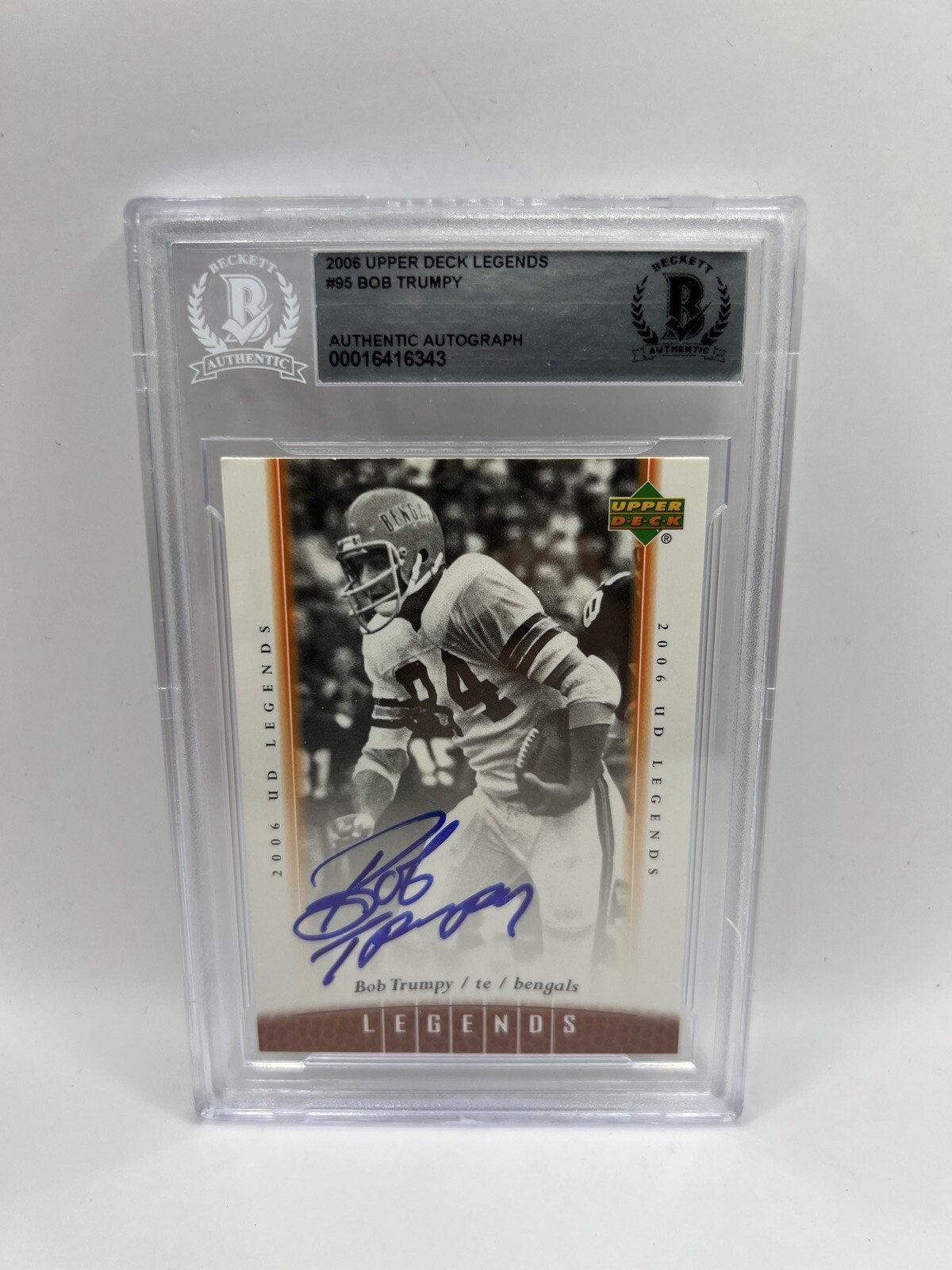 Bob Trumpy Signed 2006 Upper Deck Legends #95 Card Beckett Auto