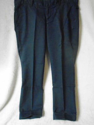 Old Navy Cuffed Navy Blue Pants Wms12- w/Adjustable Detailing Belt Upper  Back!